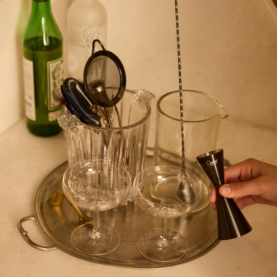 Cocktail set on a home bar counter | Crew Barware